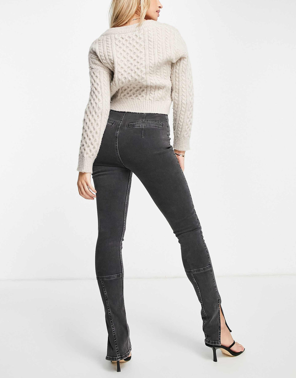 River Island High Waisted Corset Skinny Jeans In Black