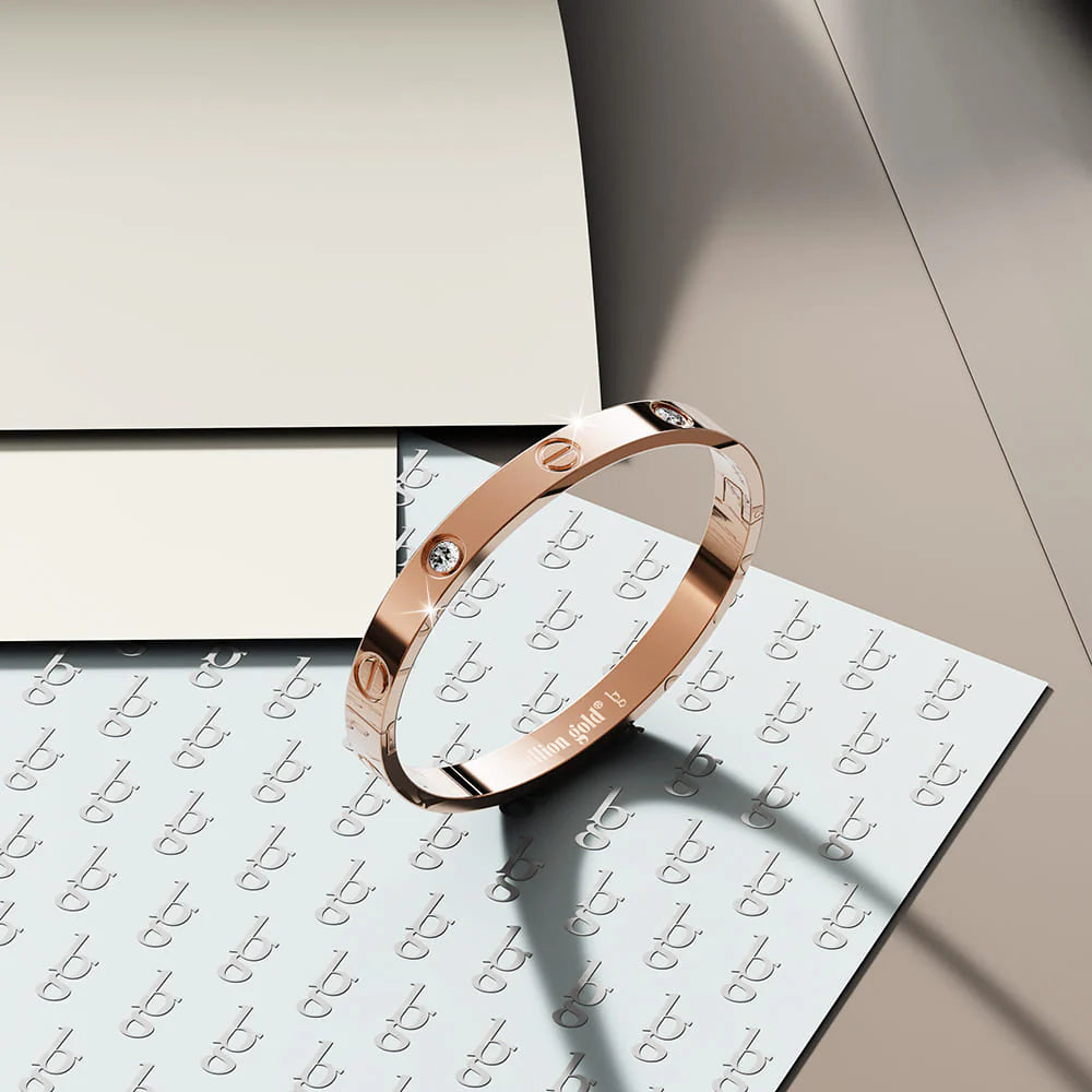Bullion Gold Carrie Stainless Steel Bangle in Rose Gold