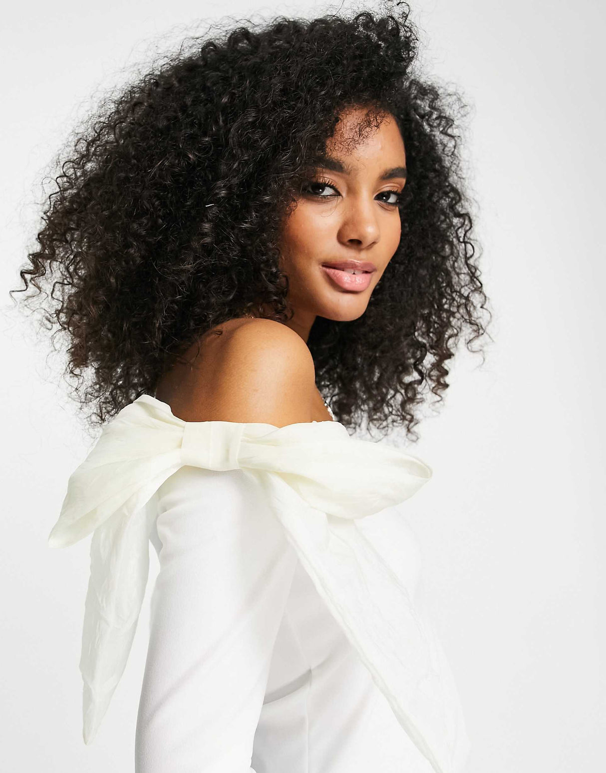 River Island Bardot Top With Organza Bows In White