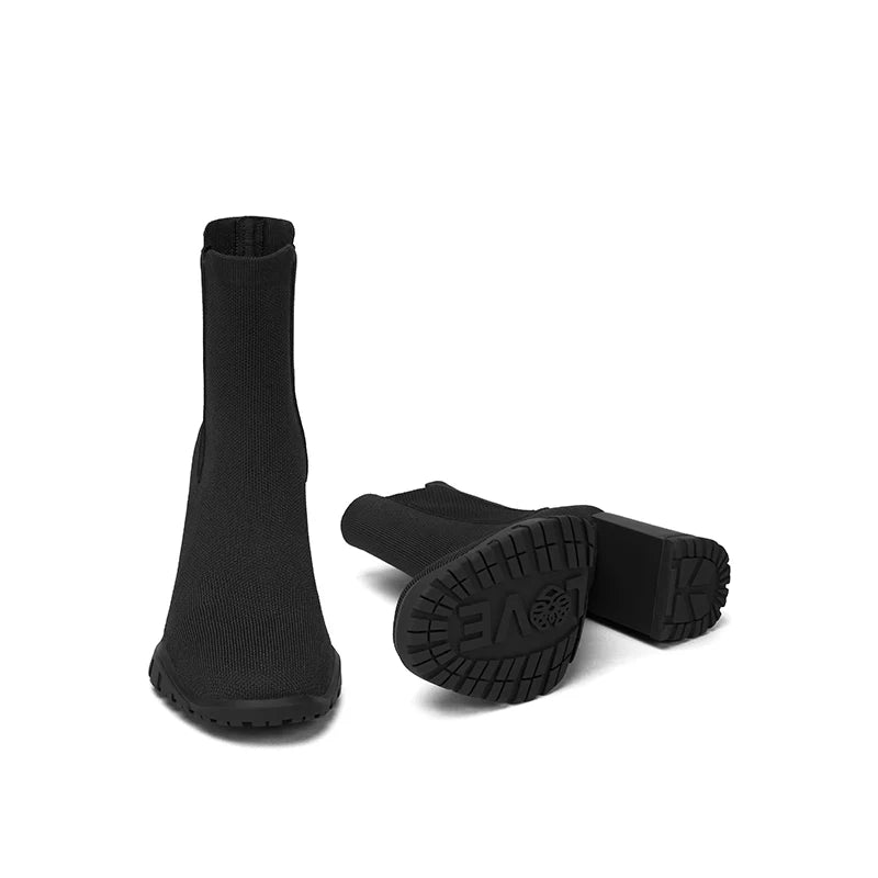 Block Heel Chelsea Boots - Black