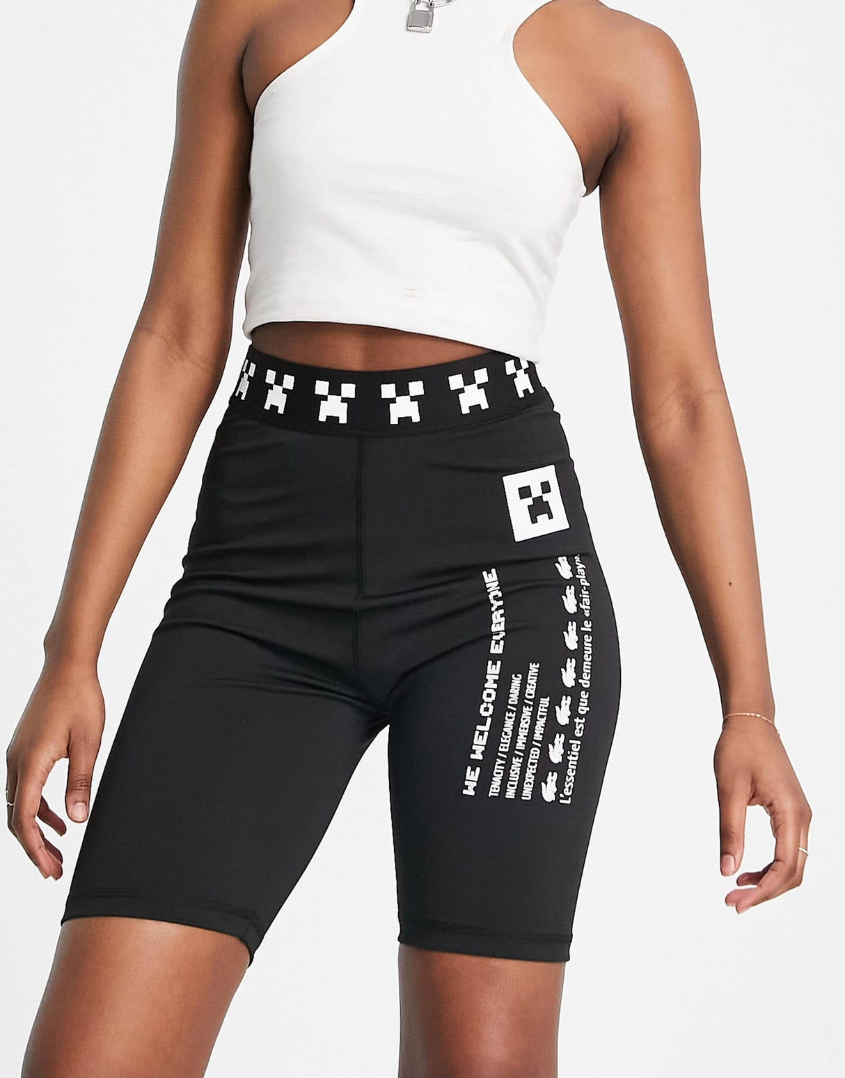 Lacoste X Minecraft Graphic Legging Shorts In Black
