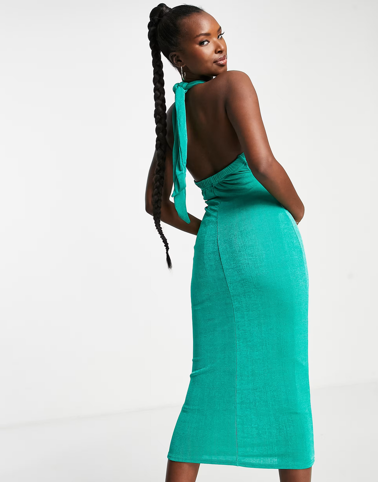 In The Style X Liberty Exclusive Slinky Multiway Midi Dress In Green