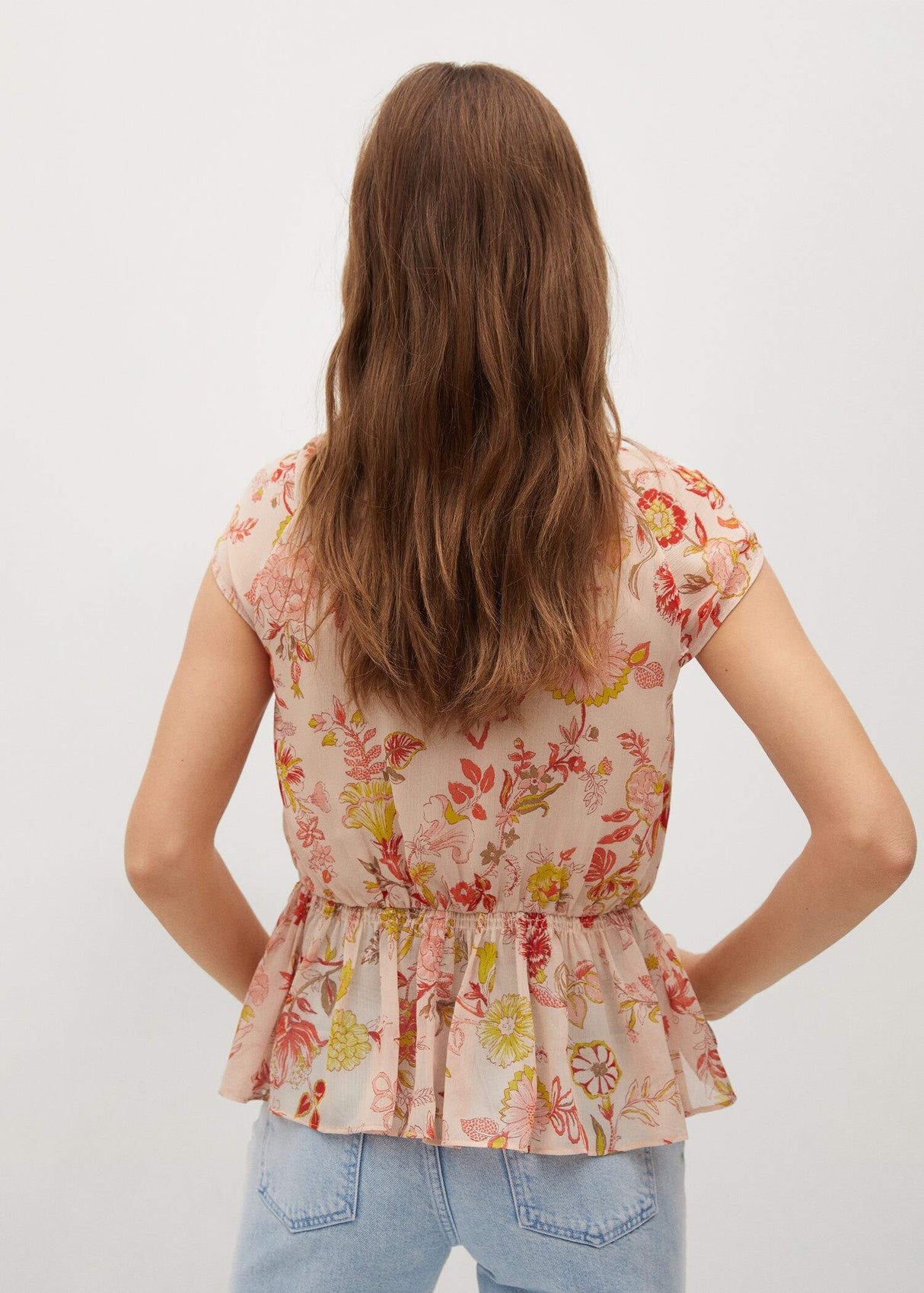 Mango Wrap Blouse In Orange Floral