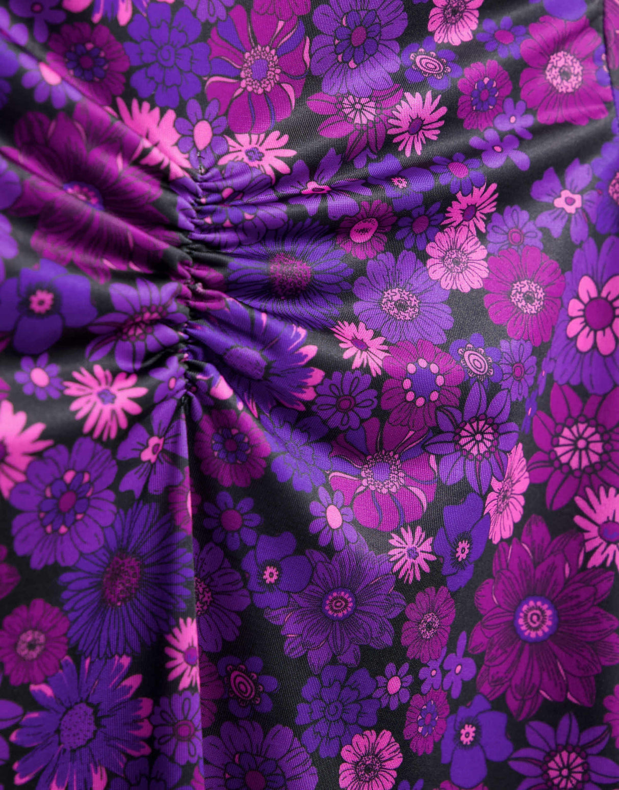 River Island Ruched Front Floral Top In Purple