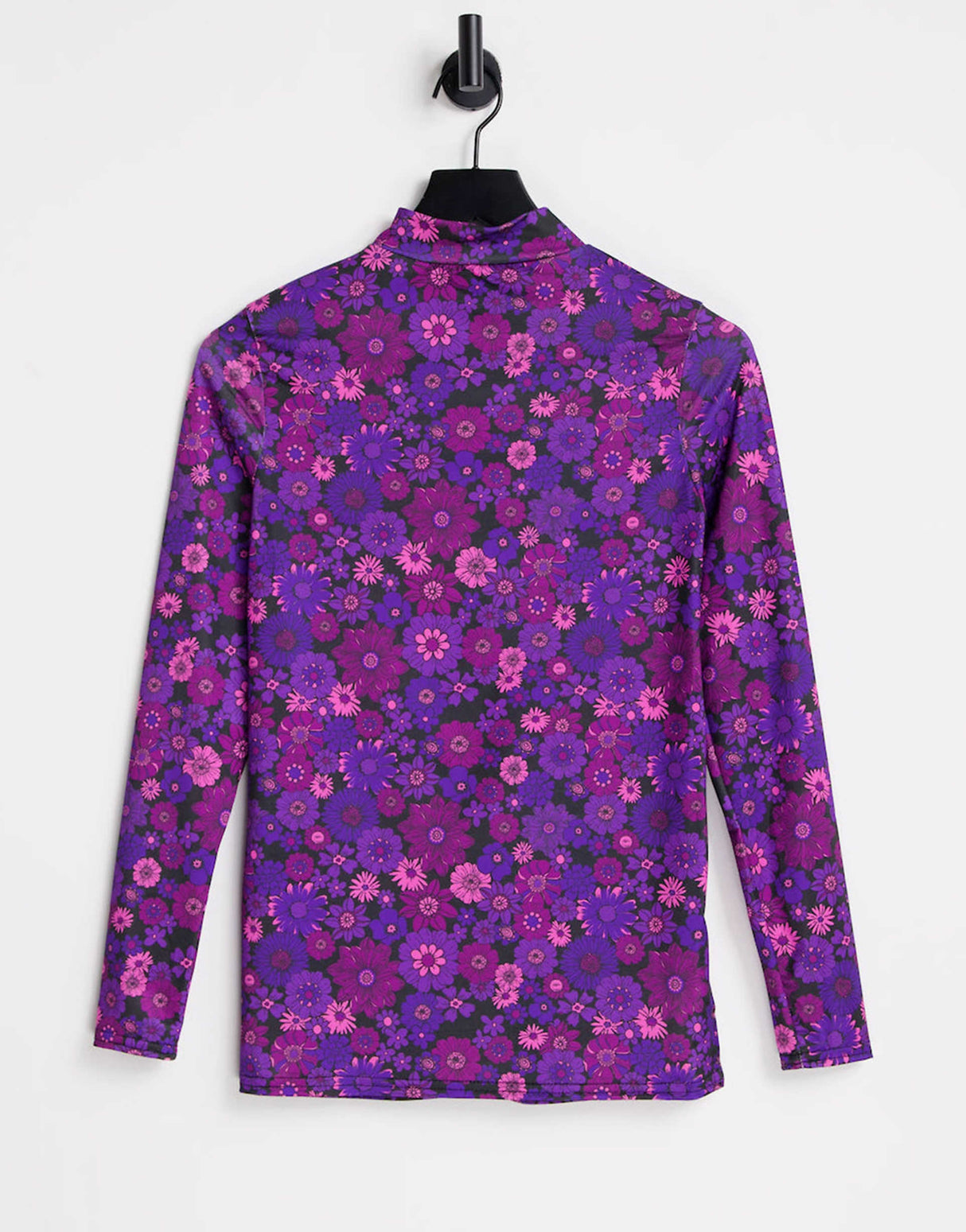 River Island Ruched Front Floral Top In Purple