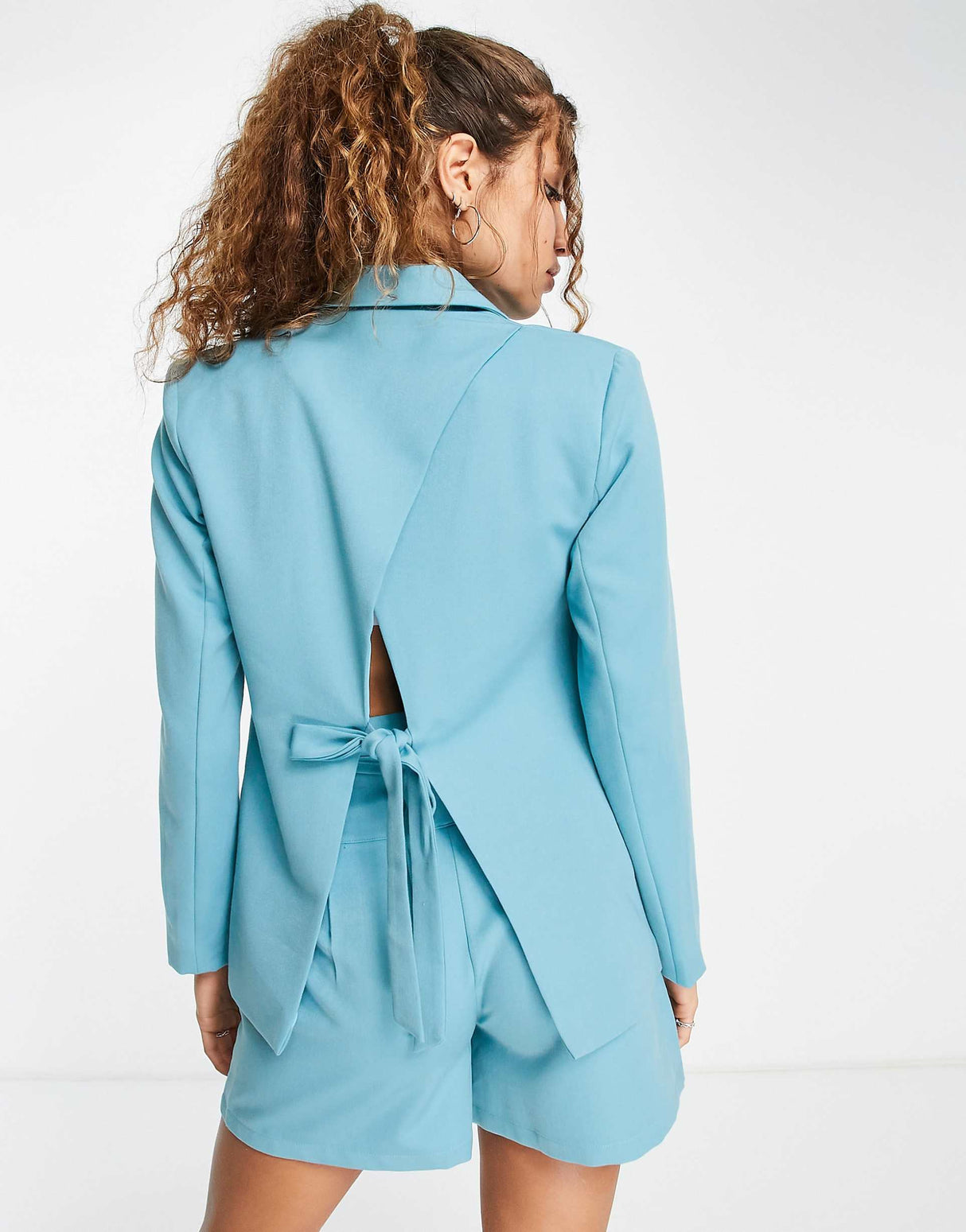 4Th & Reckless Exclusive Tailored Open Tie Back Blazer Co Ord In Blue