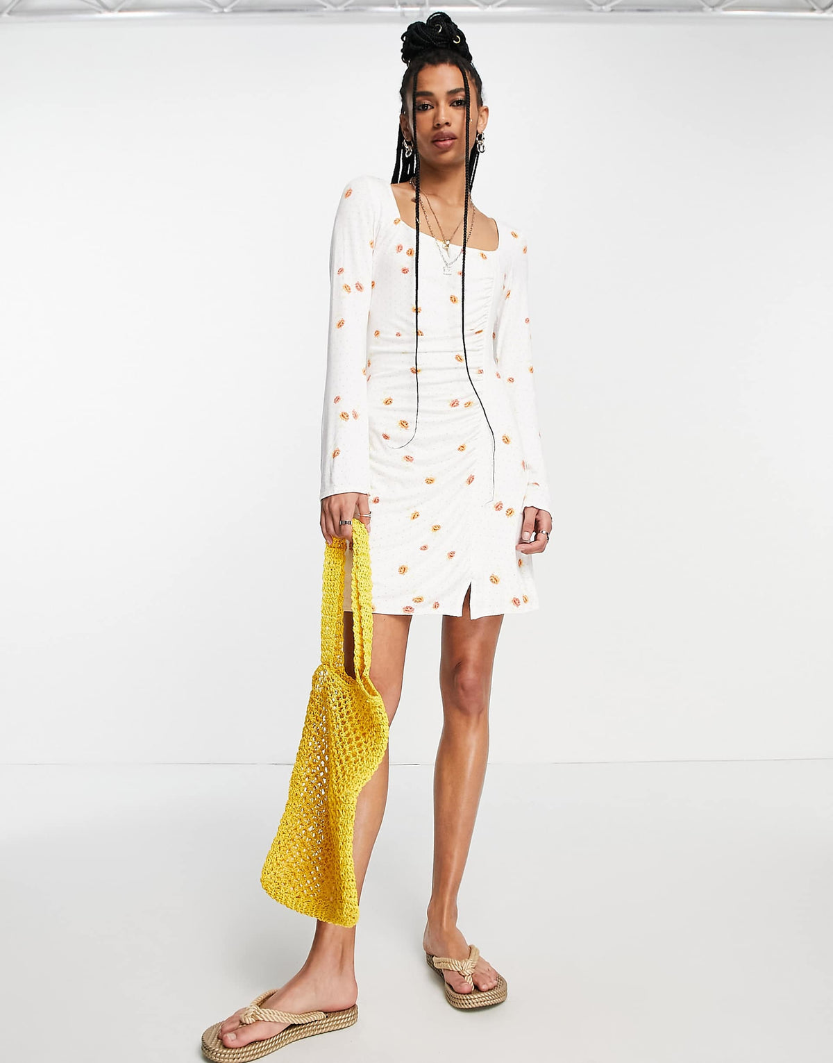 Free People Celia Polka Dot Mini Dress In Ivory
