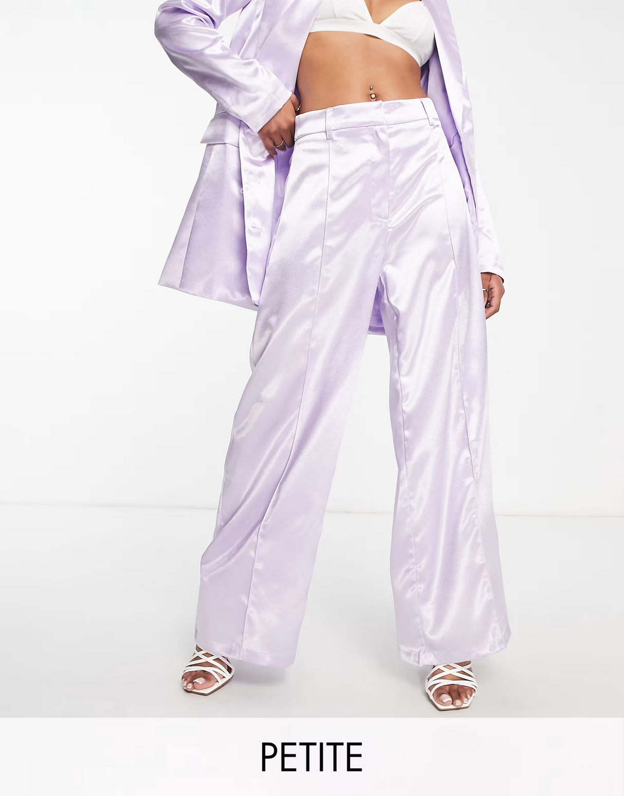 Liquorish Satin Co-Rd Tailored Trouser In Dreamy Lilac