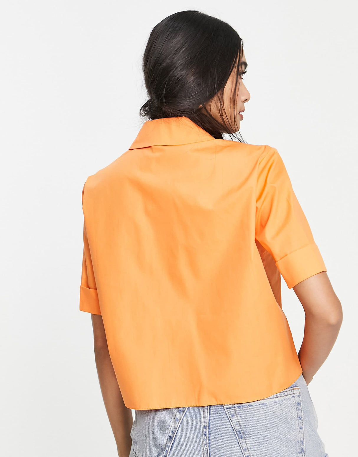 River Island Cropped Utility Shirt In Orange
