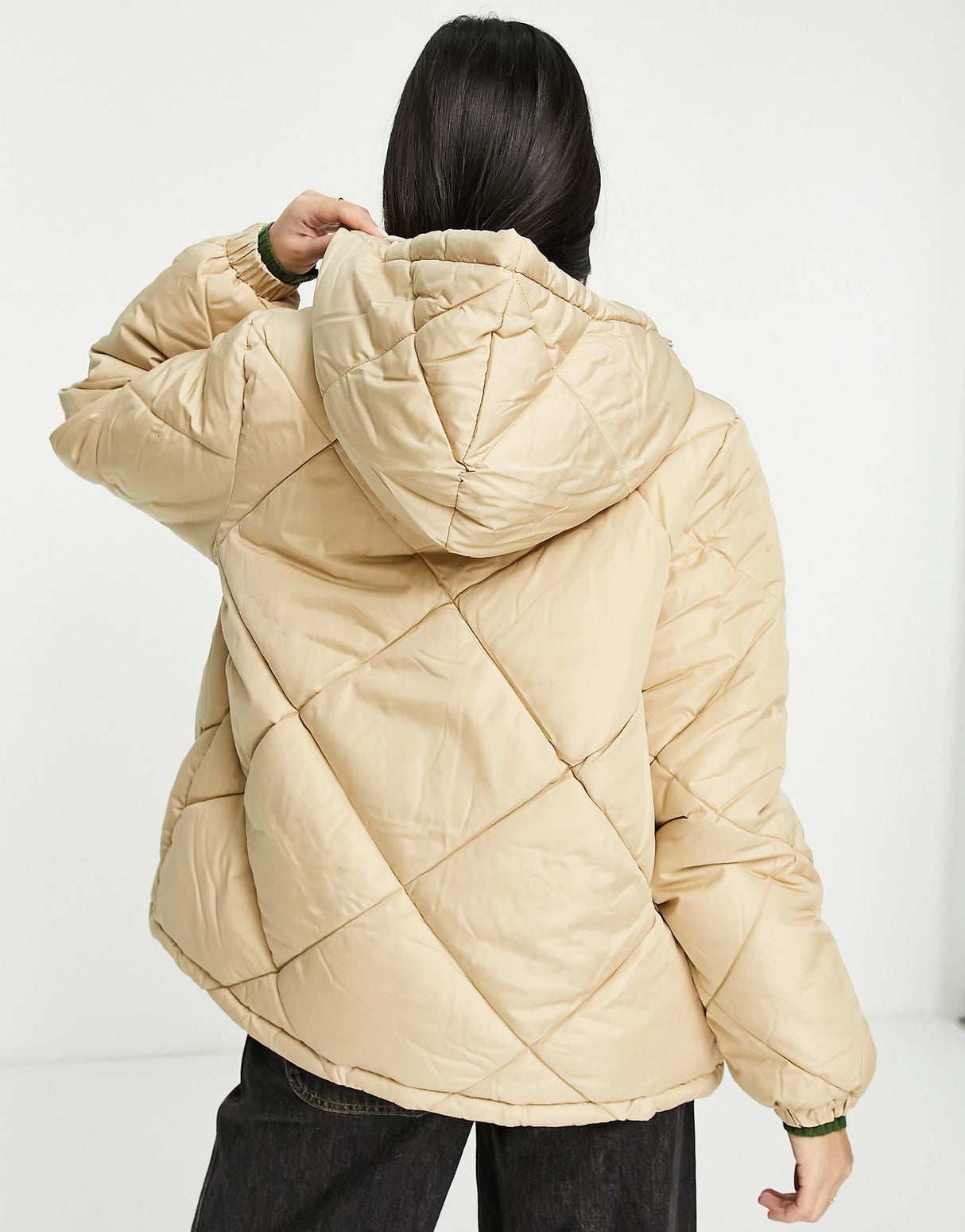 Selected Monika Hooded Quilted Jacket In Beige