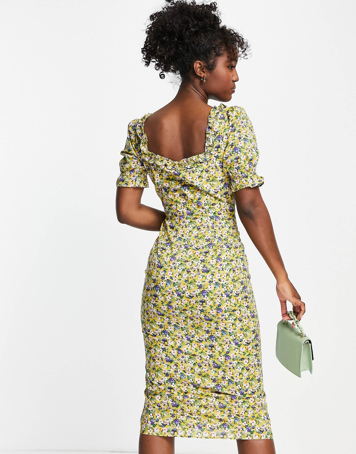Hope & Ivy Made With Liberty Fabric Floral Dress In Yellow