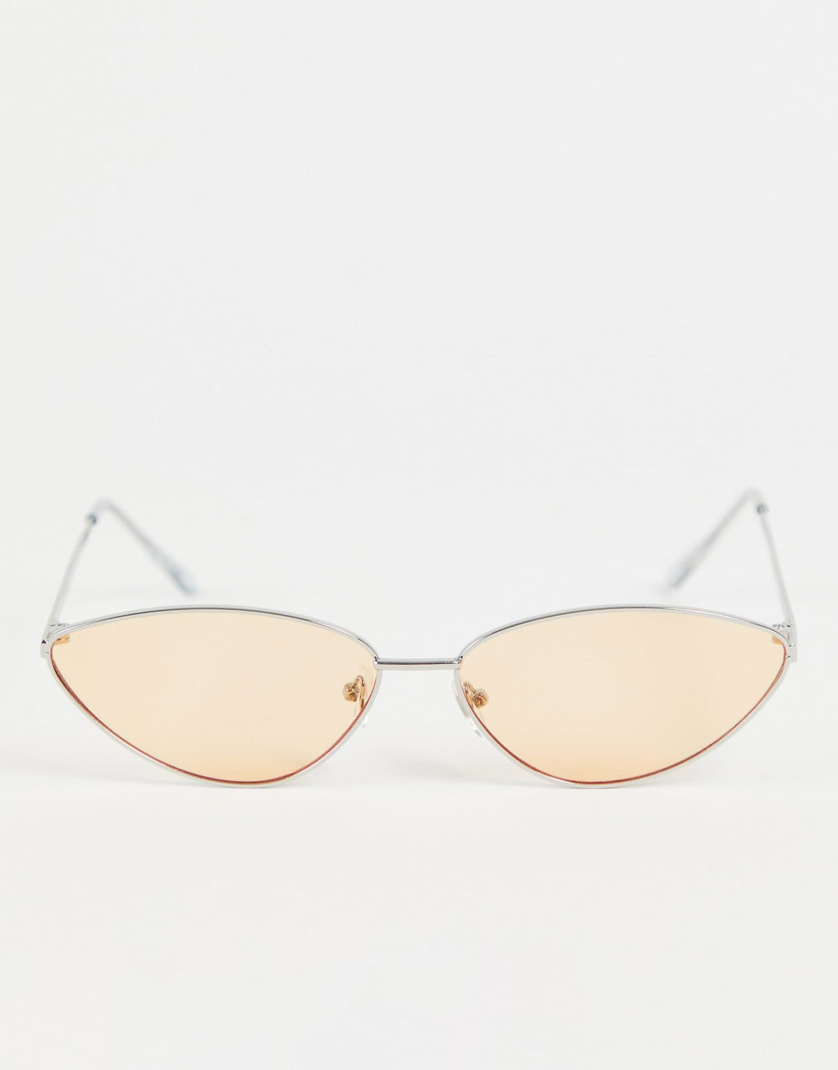 Jeepers Peepers Cat Eye Sunglasses With Silver Frames And Pale Orange Lens