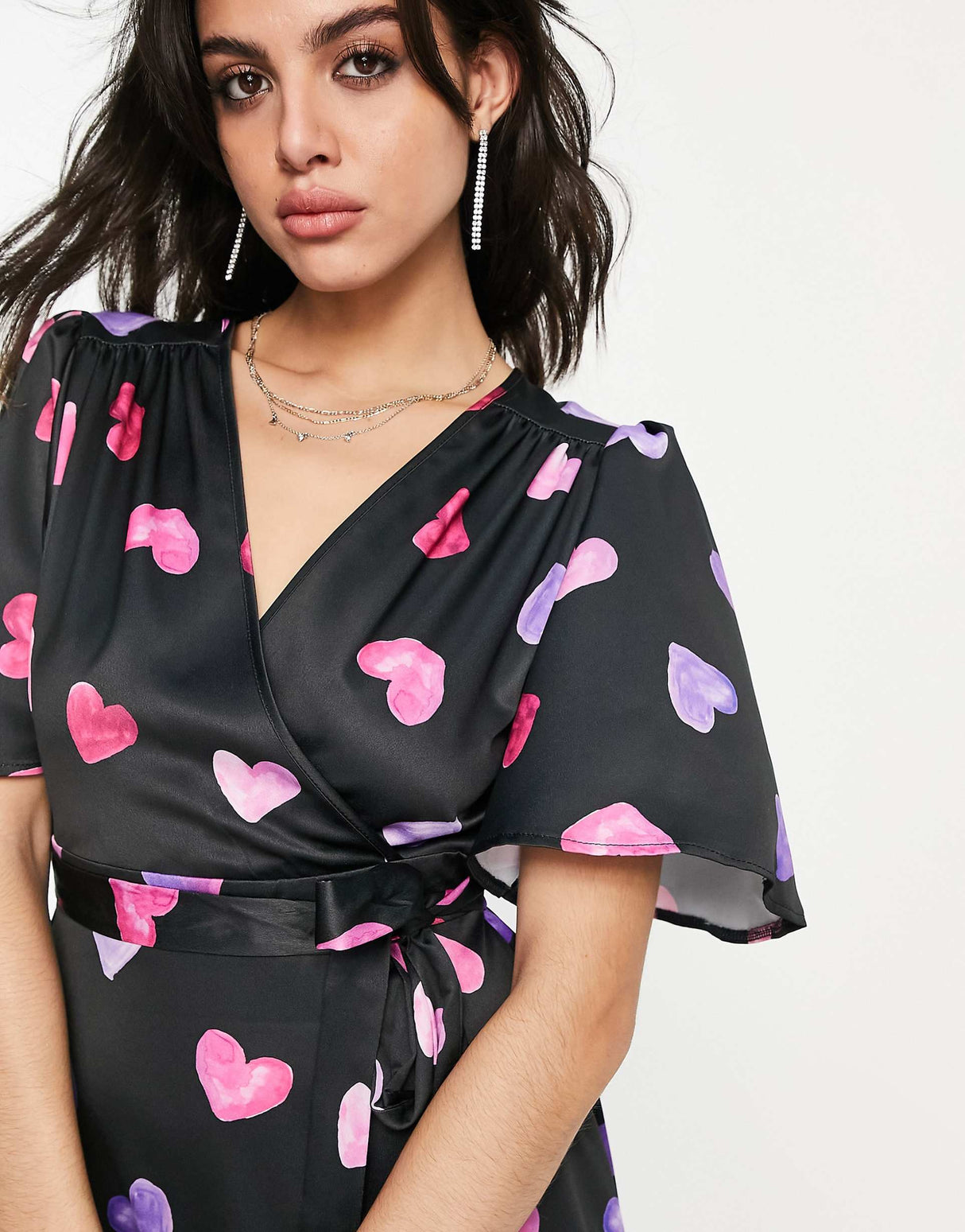 Twisted Wunder Maxi Tea Dress In Contrasting Heart Print