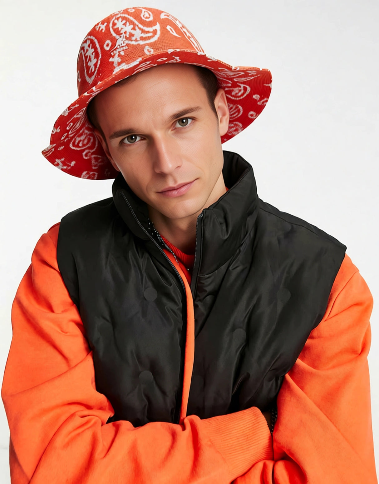 Kangol Wide Brim Casual Paisley Bucket Hat In Red