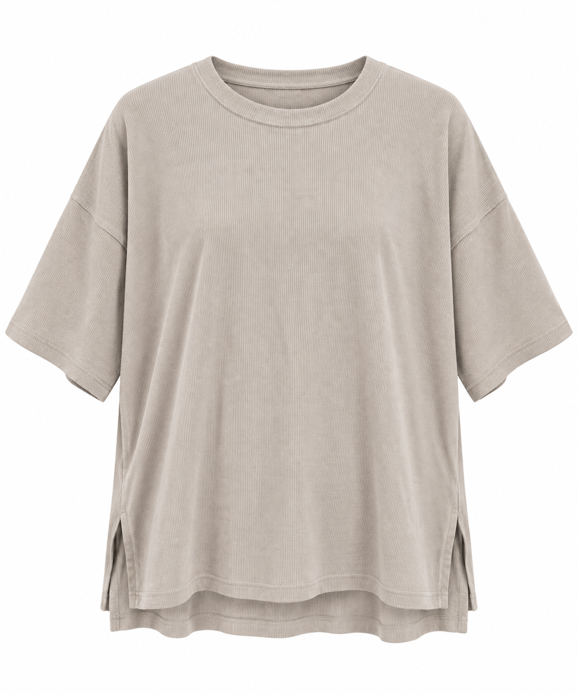 Asos Design Curve Oversized T-Shirt With Side Splits And Stitch Detail In Rib In Sage
