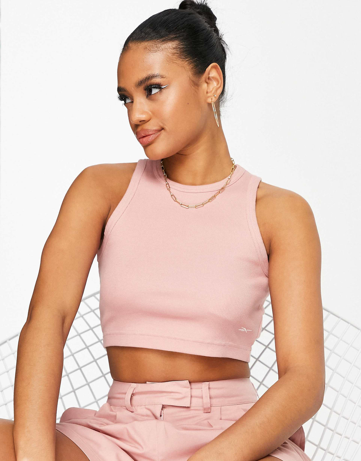 Reebok Ribbed Racer Vest In Pink -