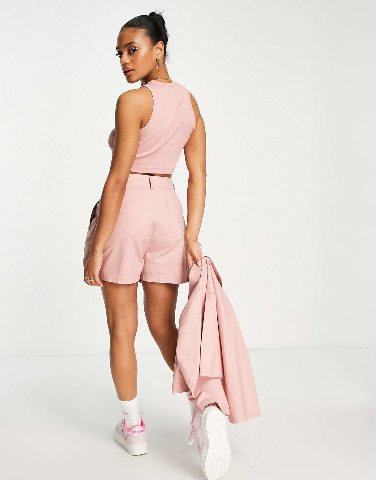 Reebok Ribbed Racer Vest In Pink -