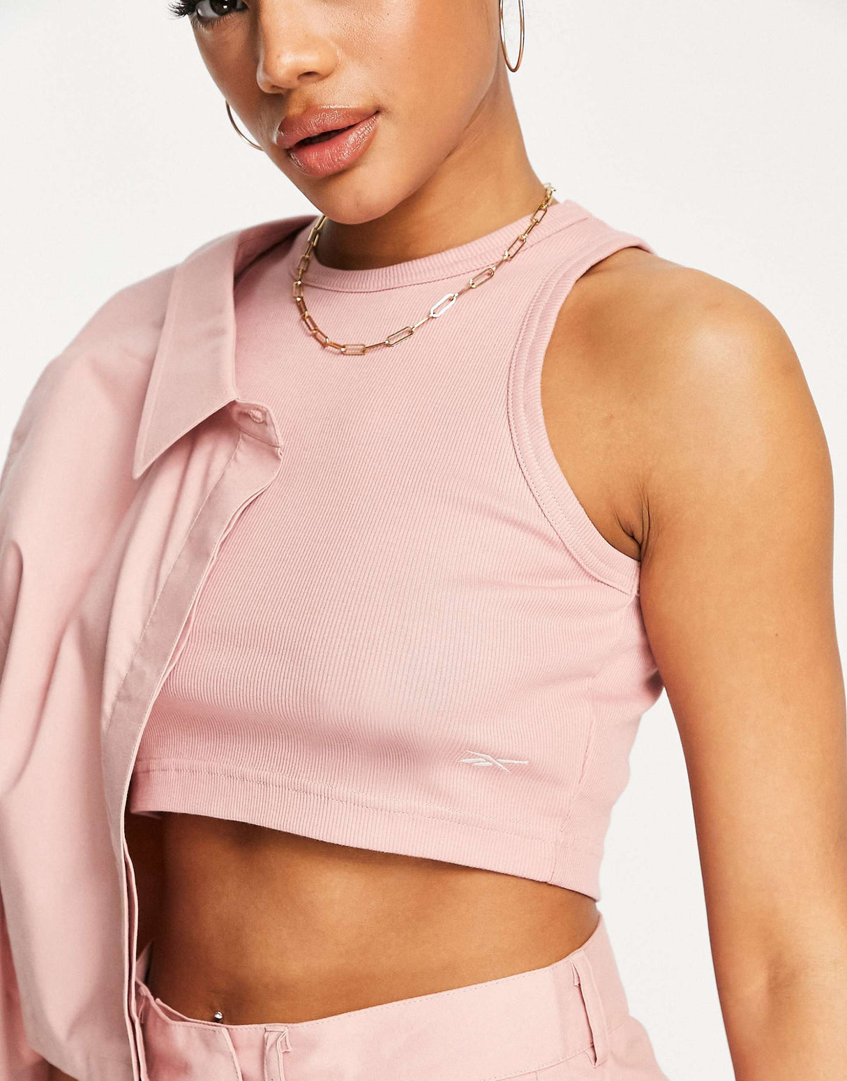 Reebok Ribbed Racer Vest In Pink -