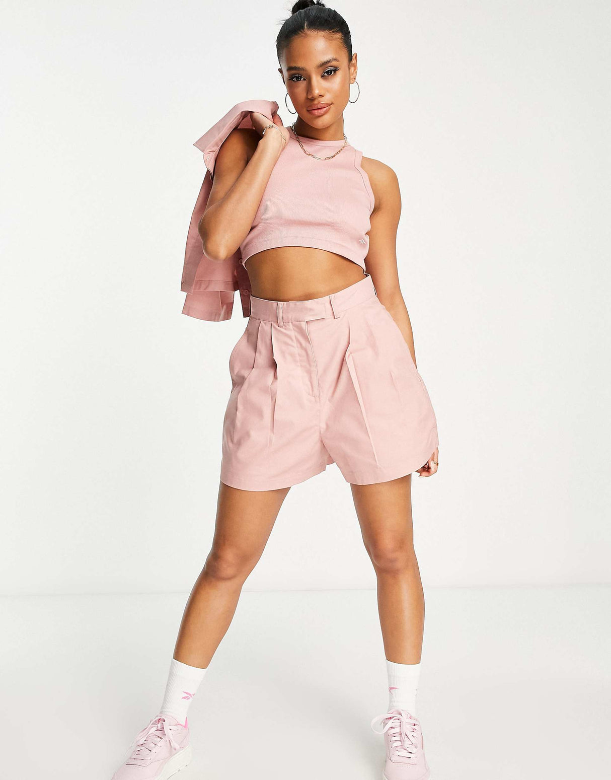 Reebok Ribbed Racer Vest In Pink -