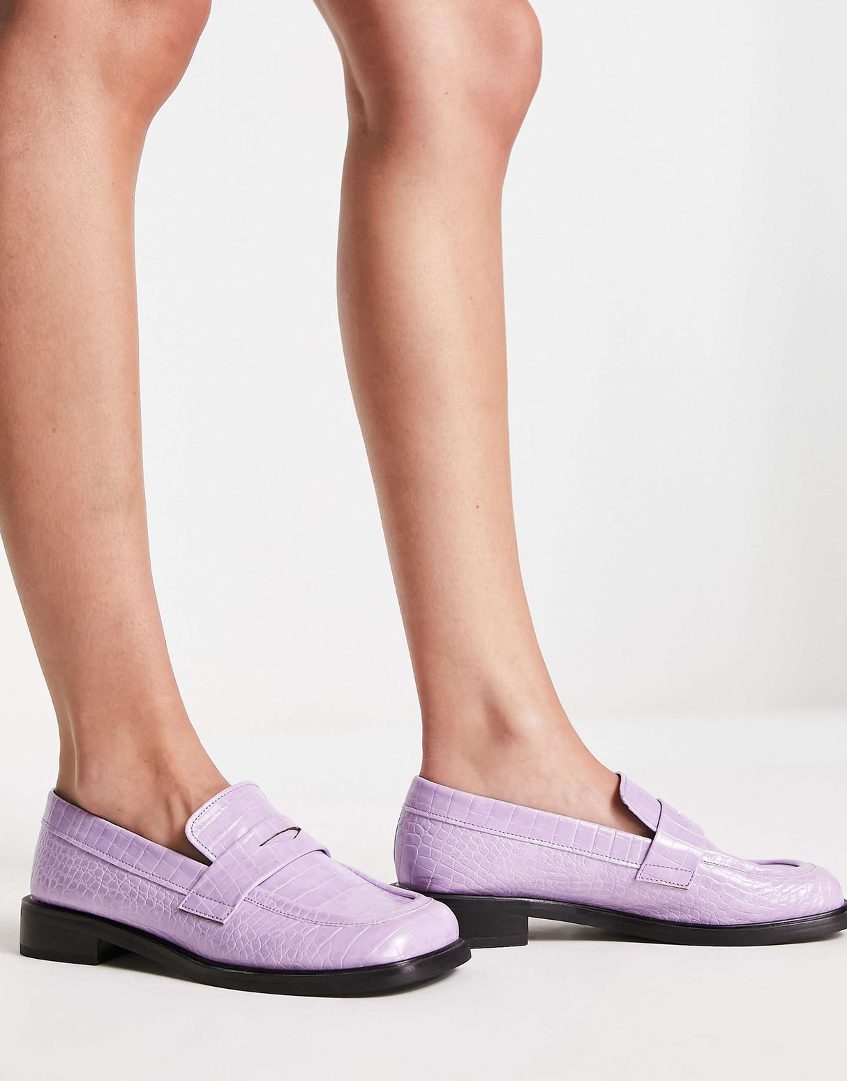 Shellys London Power Loafer In Lilac Croc
