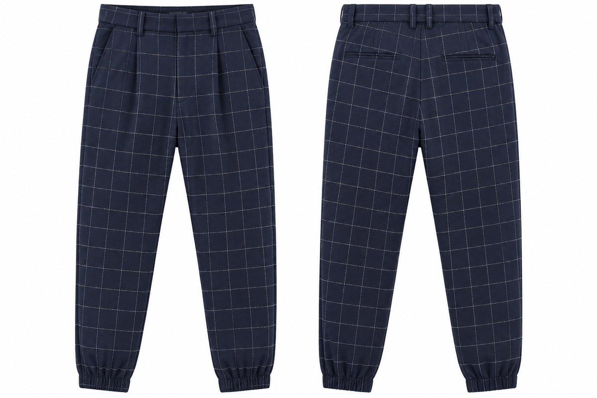 Asos Design Oversized Tapered Smart Jogger In Window Pane Navy Crepe