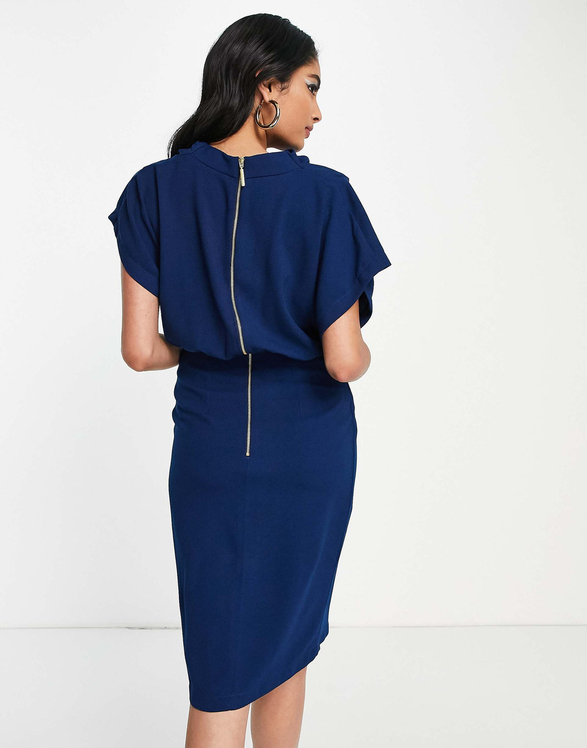 Closet London High Neck Mini Dress In Navy