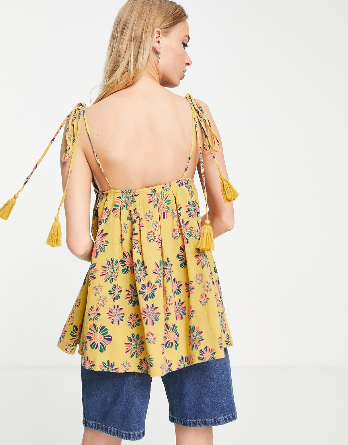 Free People Indigo Molly Smock Cami In Golden Yellow