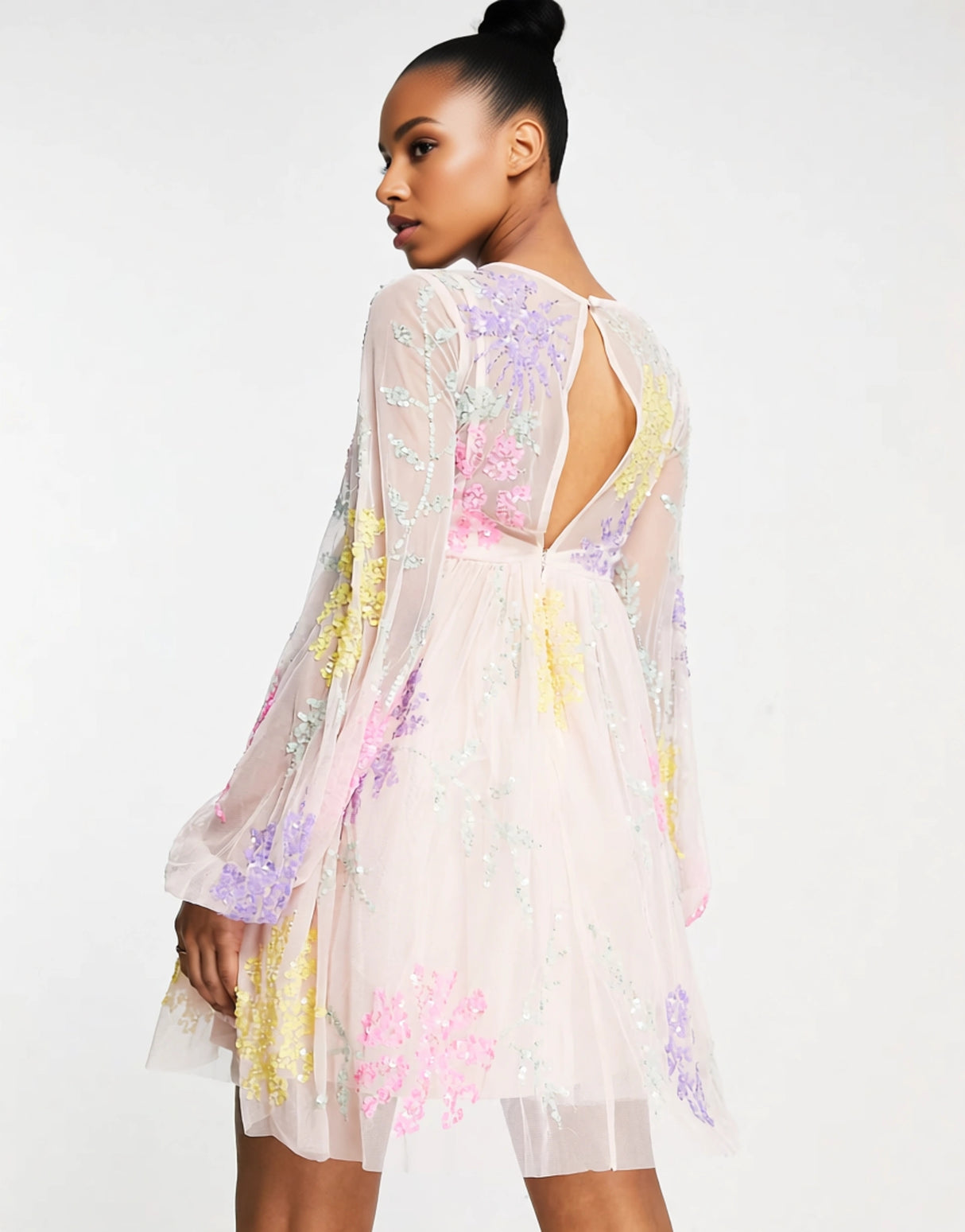 Maya Flower Puff Mini Dress In Multicolour