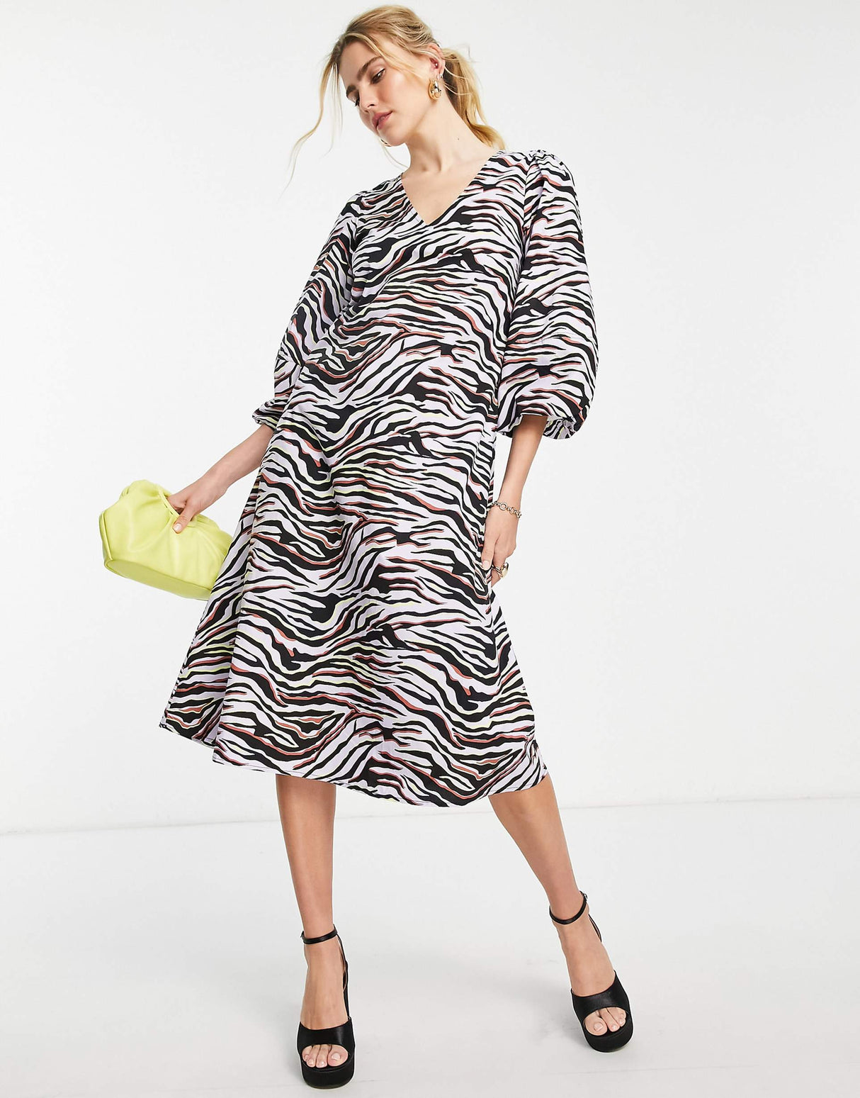Y.A.S Smock Midi Dress In Zebra Print