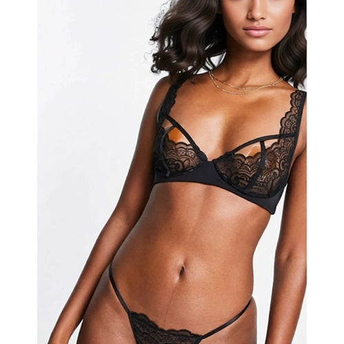 Scandale Éco-Lingerie Embroidery Non Wired Bra With Spacer Cradle In Black