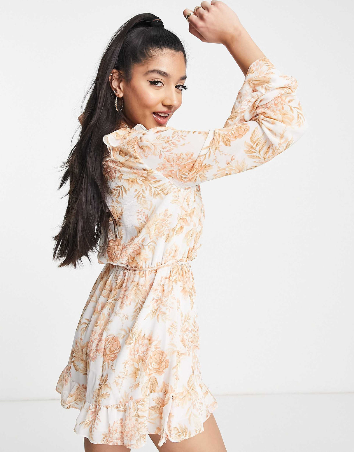 Forever New Ruffle Playsuit In Orange