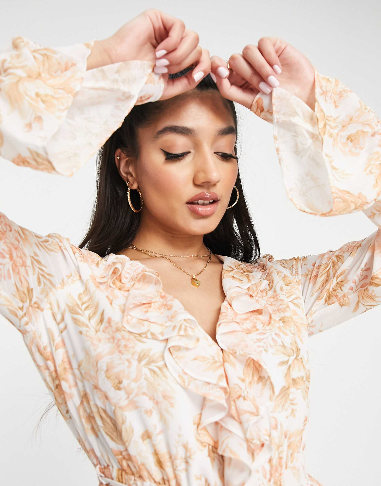 Forever New Ruffle Playsuit In Orange