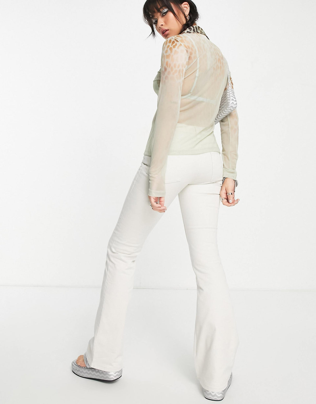 Weekday Flared Trousers In Off White