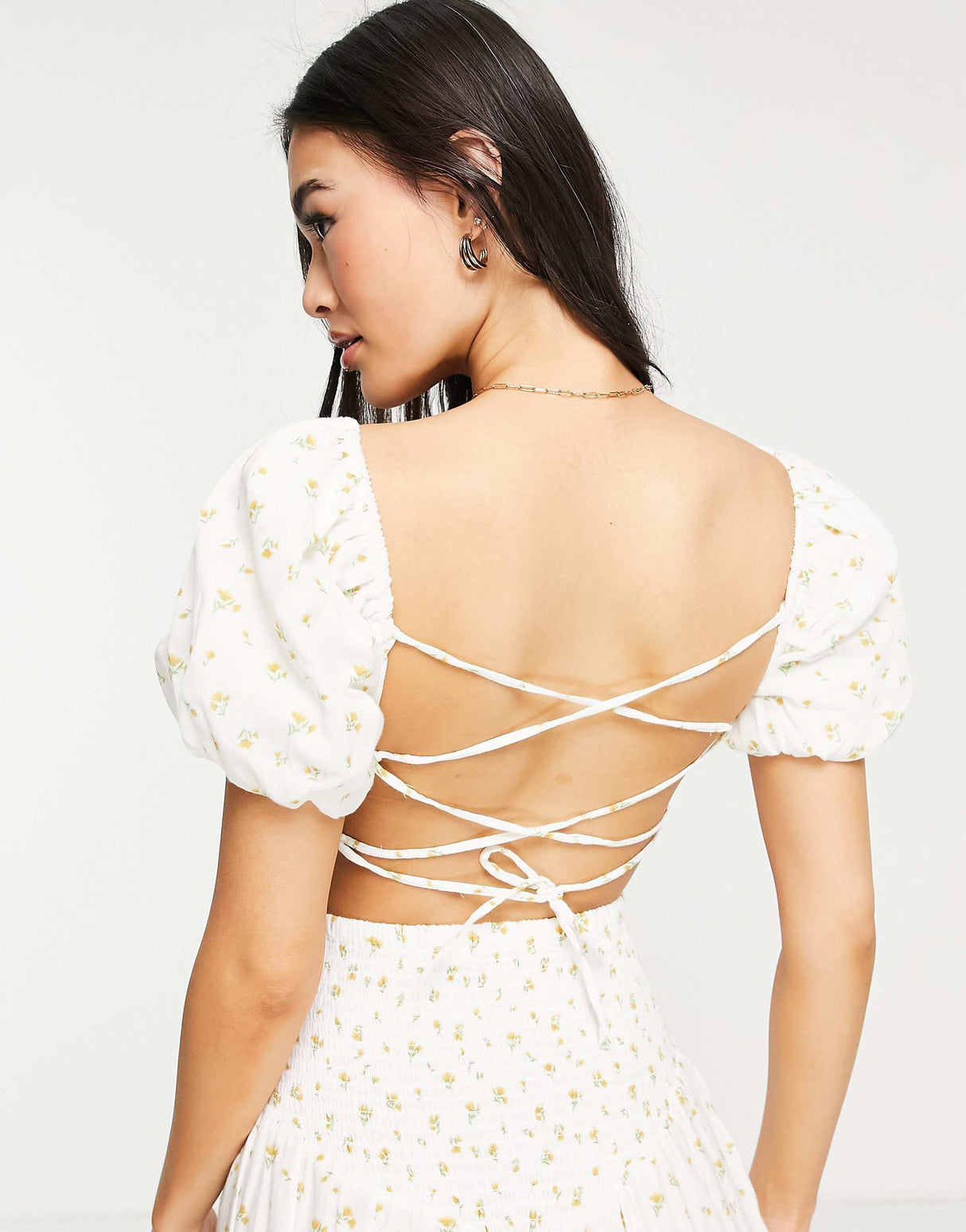 Na-Kd Co-Ord Smock Crop Top In Floral Print
