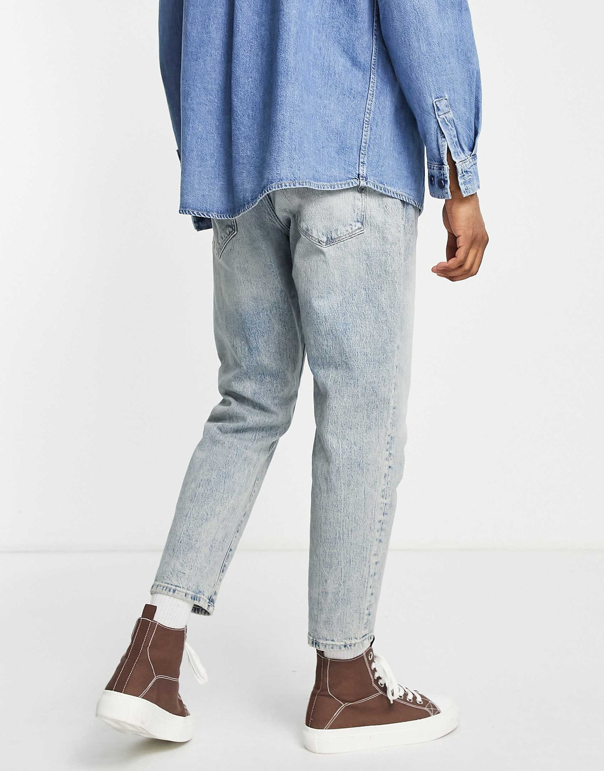 Selected Homme Aldo Jeans In Relaxed Crop In Vintage Wash