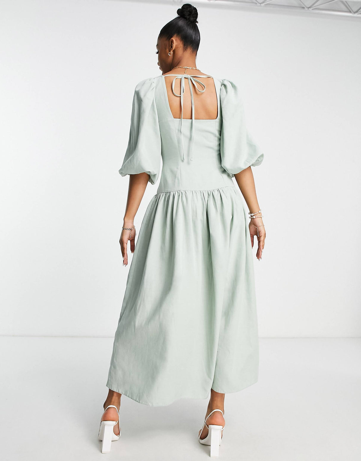 Nobody'S Child Harriet Linen Dress In Green