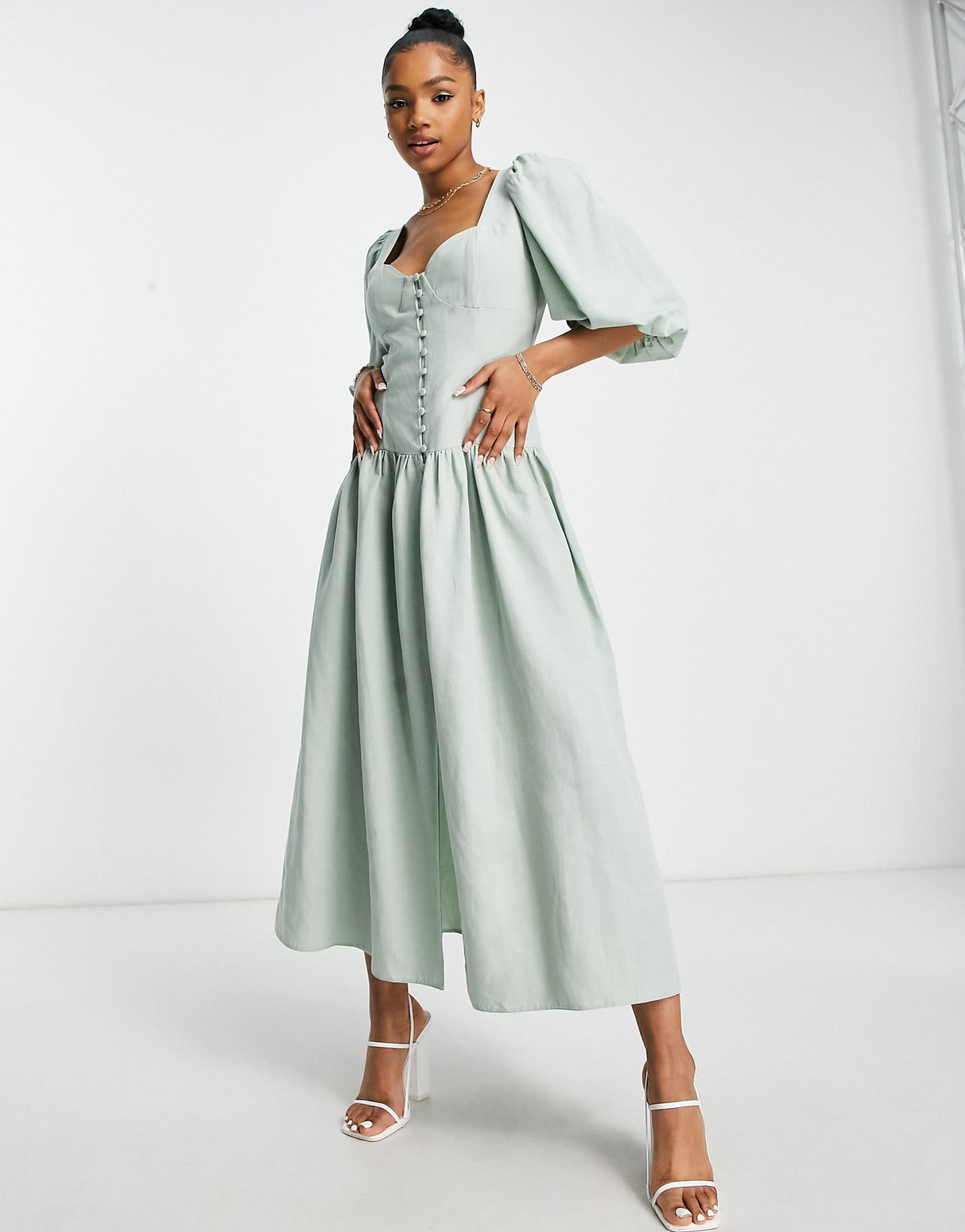 Nobody'S Child Harriet Linen Dress In Green