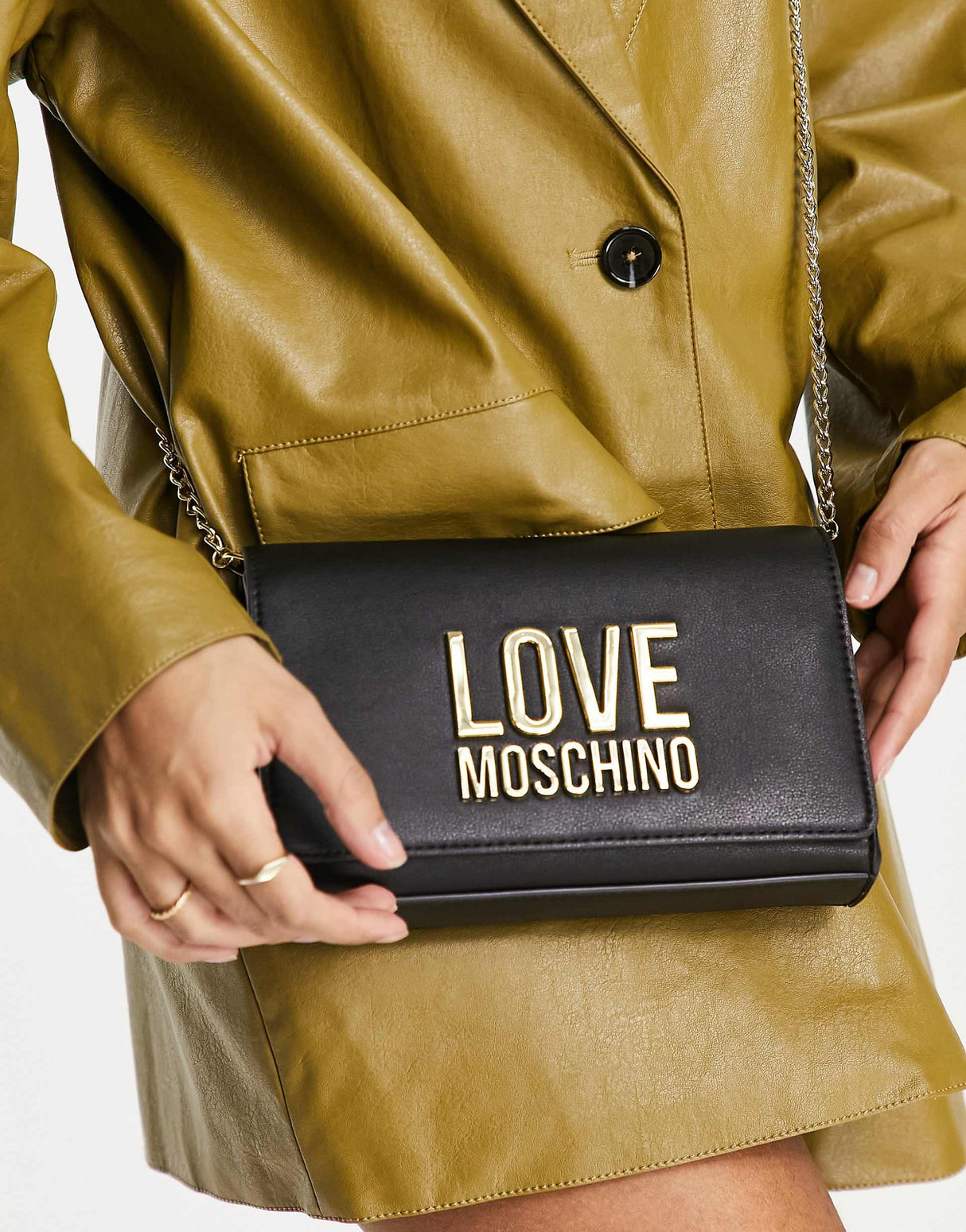 Love Moschino Metal Logo Crossbody Bag In Black