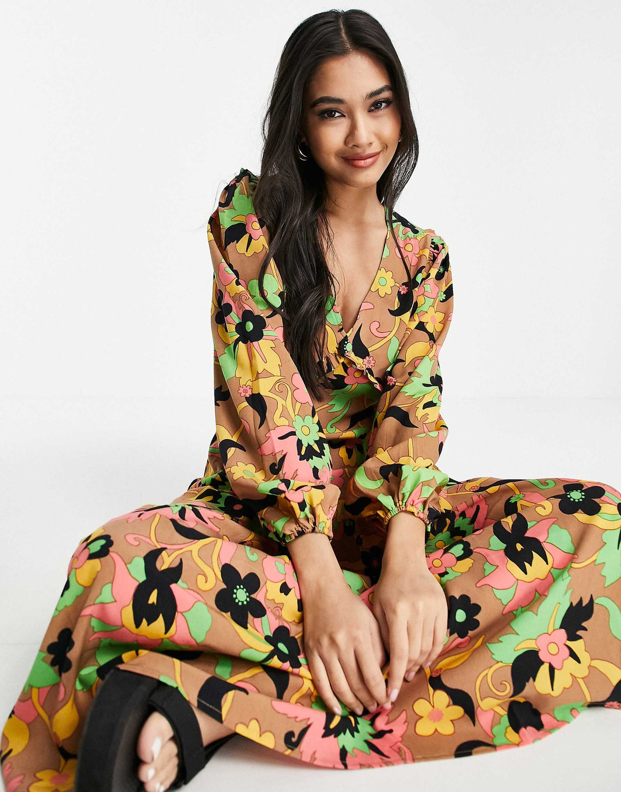 Never Fully Dressed Casey Printed Midi Dress In Multi