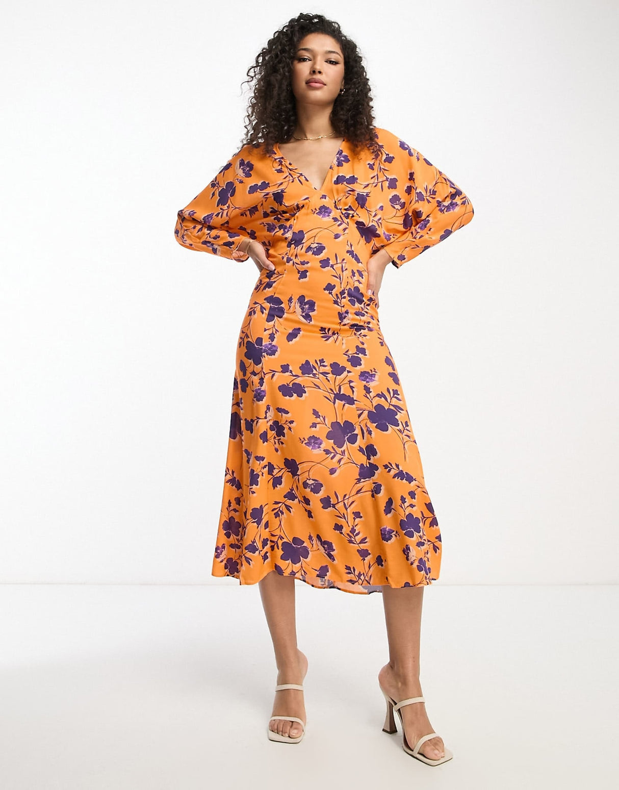 Never Fully Dressed Ruby Printed Midi Dress In Orange
