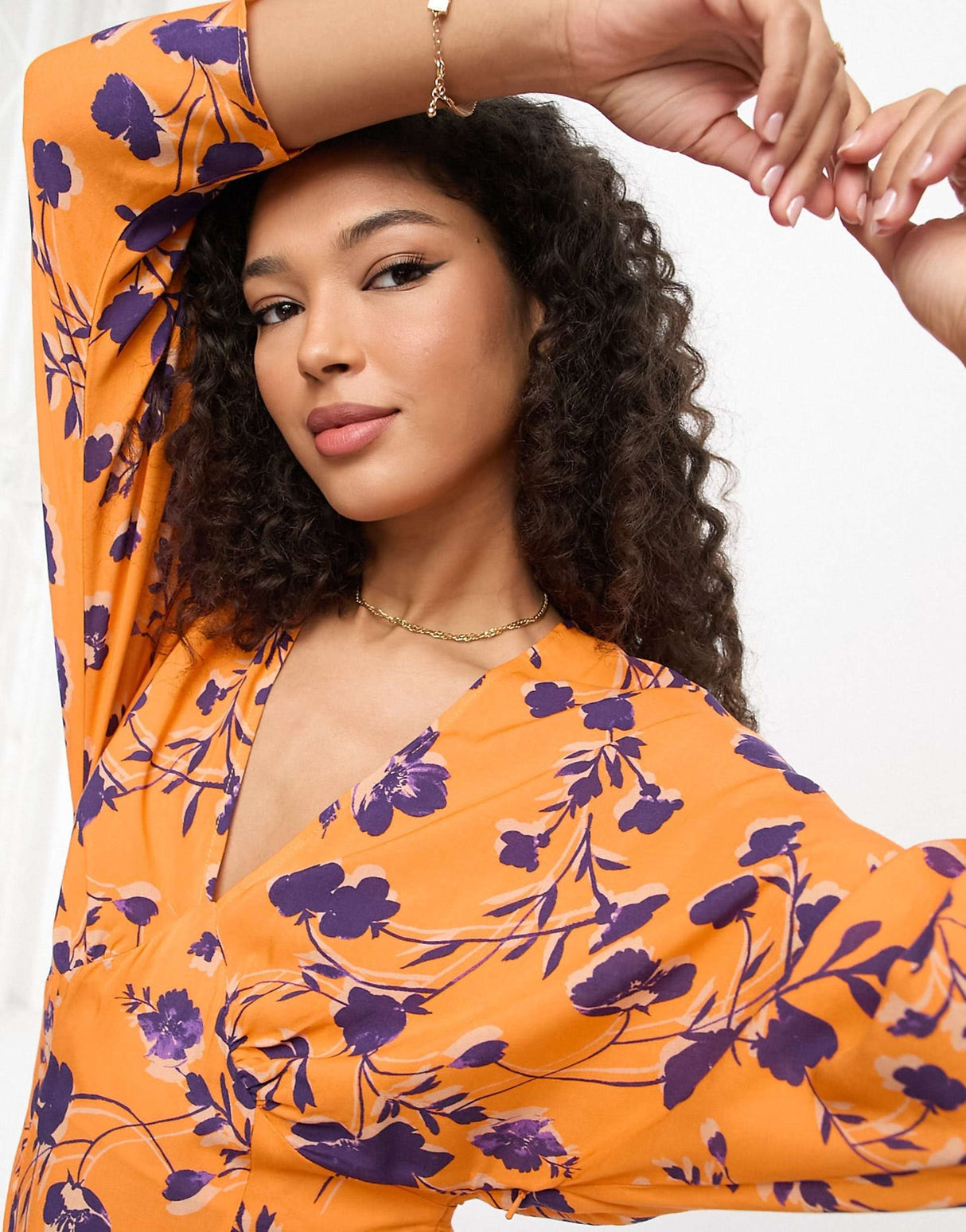 Never Fully Dressed Ruby Printed Midi Dress In Orange