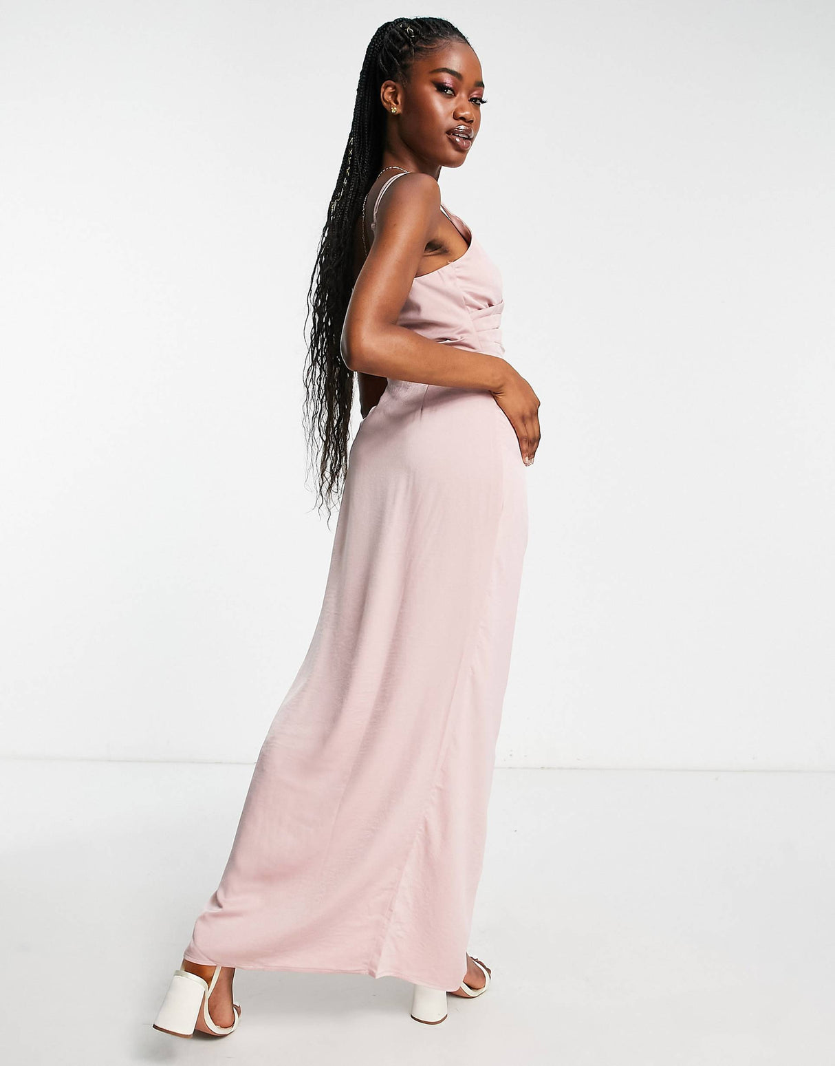 Little Mistress Wrap Maxi Prom Dress In Blush