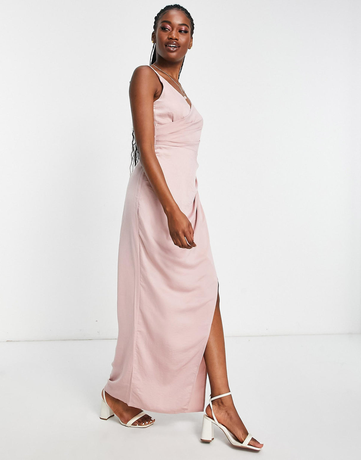 Little Mistress Wrap Maxi Prom Dress In Blush