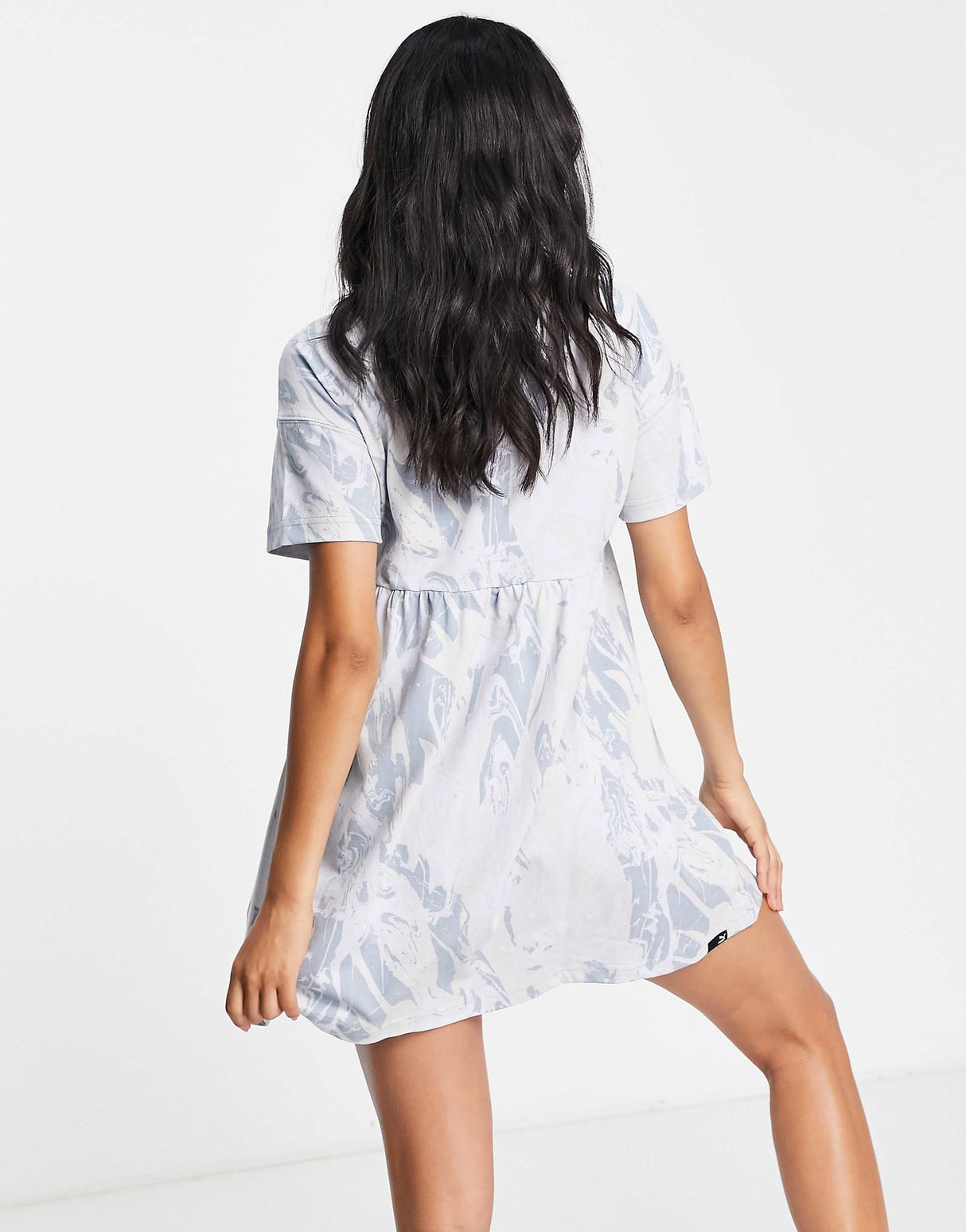 Puma Marble Print Babydoll Dress In Blue -