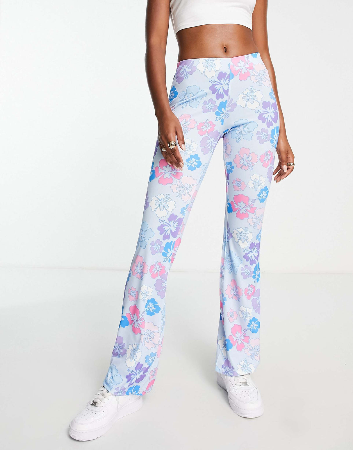 Na-Kd Flare Trousers In Floral Print