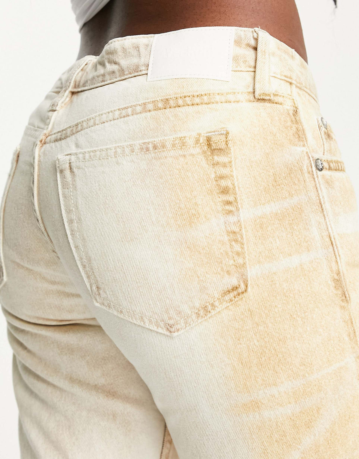 Weekday Cotton Faded Straight Leg Jeans In Brown And White