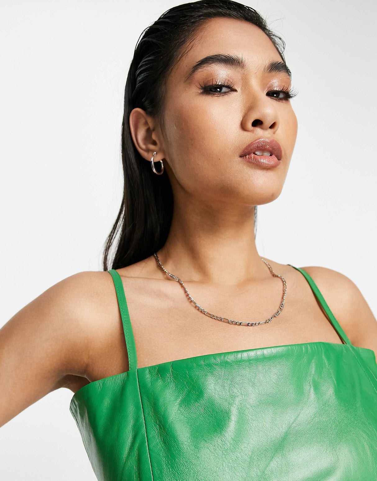 Muubaa Leather Cami Mini Dress In Bright Green