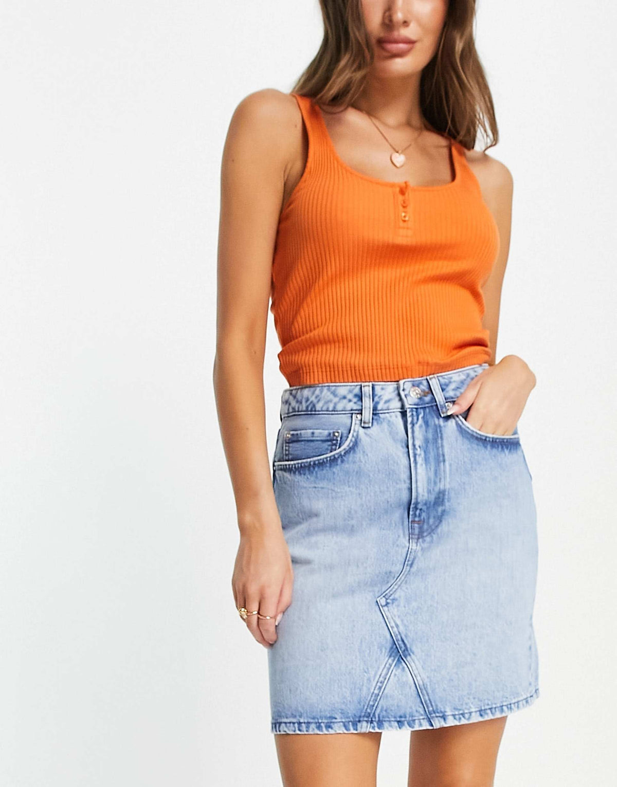 Na-Kd Mini Denim Skirt In Light Wash