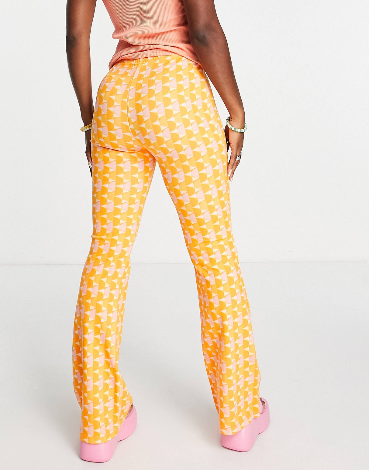 Cotton:On 70'S Inspired Printed Flares In Orange