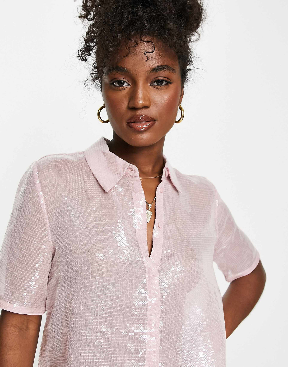 & Other Stories Sequin Shirt In Pink